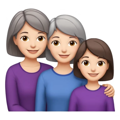 A mum with short Gray hair and her two adult daughters with brown hair sticker