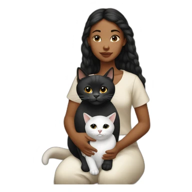 Malgache girl with a white and black cat  sticker