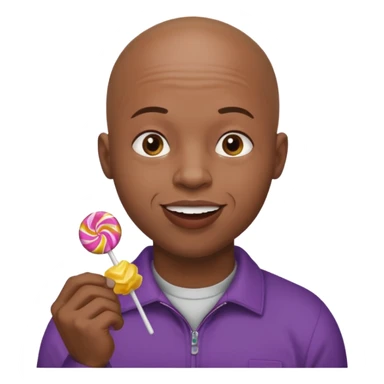 Bald black man eating lots of candy sticker