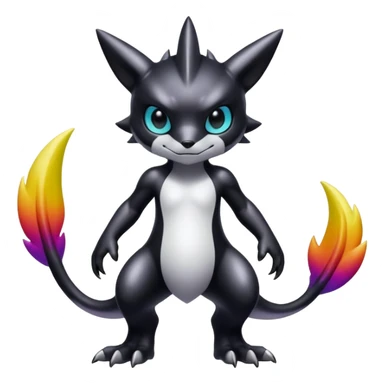 white blacks edgy colorful gradient shiny glossy Fakémon-Digimon-creature-hybrid (full body) sticker