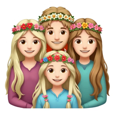 3 loving friends, 1 man and 2 girls with long hair sticker