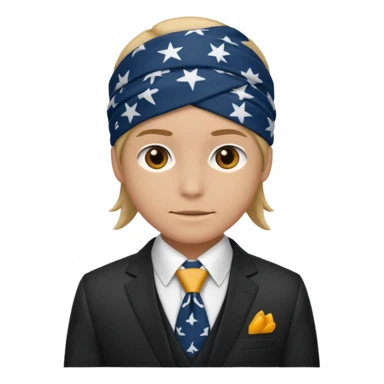 Character wearing a bandana and a suit sticker