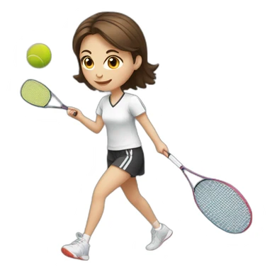 European girl with brown hair playing badminton sticker