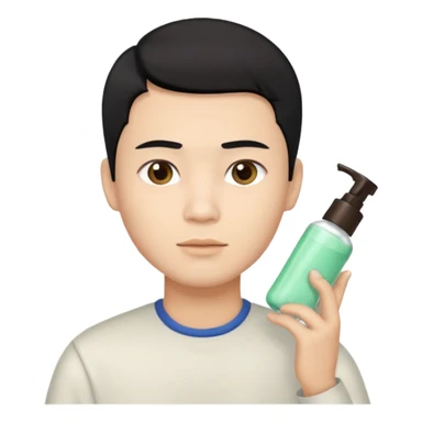 chinese man doing skincare with a faded haircut black hair sticker