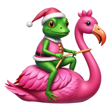 Santa frog riding flamingo  sticker