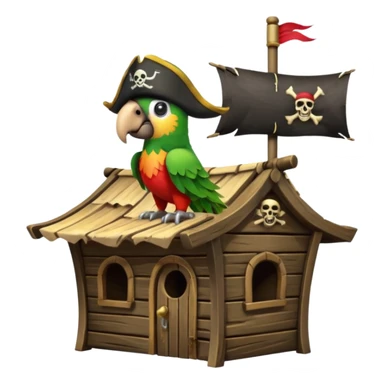 frontal view of an only Flying pirat parrot with a pirat hut sticker