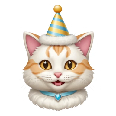 happy bride cat wearing a birthday hat sticker