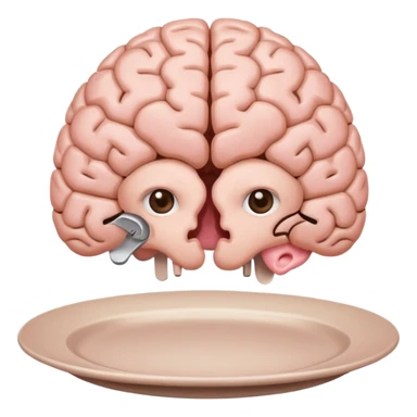Brain on a plate next to head  sticker