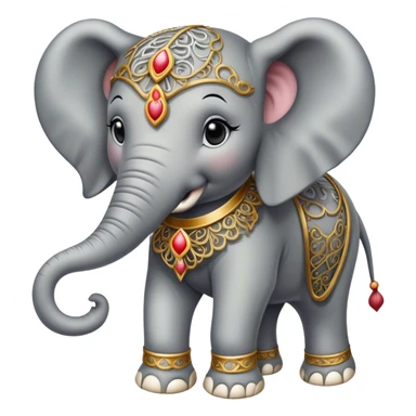 Vintage circus elephant wearing filigree sticker