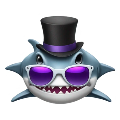 Shark with a top hat and purple sunglasses  sticker