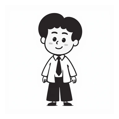 clean hand-drawn emoji-style avatar of a professional team member, friendly minimal look, soft colors, subtle facial expression, dressed in business attire, plain or lightly colored background, modern vector illustration style for startup websites sticker