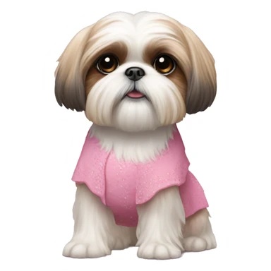 Shih tzu in pink dress sticker