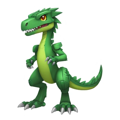  Edgy Green Digimon-Fakemon-Velociraptor-Dragon-Mecha full body sticker