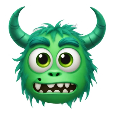 Monster Inc green monster emoji with human face with horns  sticker