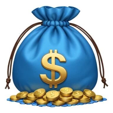 money bag on top of blue coins sticker
