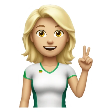 blonde woman in sport top raising her hand hello sticker