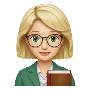 librarian teacher with short wavy blonde hair and green eyes NO GLASSES sticker