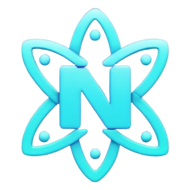 futuristic minimalistic emoji icon, letters "N" formed by 3 glowing digital lines representing Storm, Atom and NoizeGames, neon purple (#8B5CF6) and cyan (#00E0FF) on dark background, modern tech style, 1:1 aspect ratio sticker