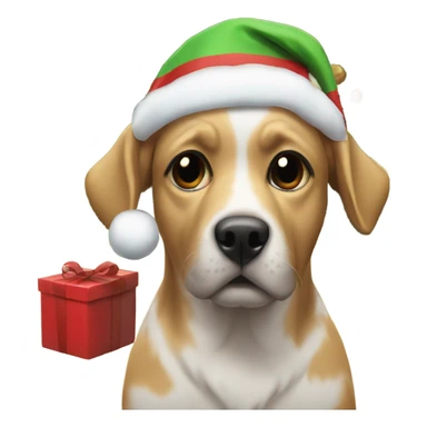 dog under christmas tree sticker
