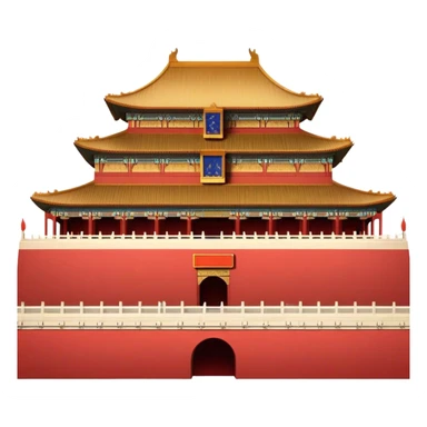 Cinematic Realistic Forbidden City Landmark Emoji, showcasing the imperial palace with iconic red walls and golden roofs rendered with rich textures and regal lighting. sticker