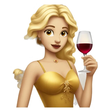 beautiful blond princess in a golden dress drinking wine sticker