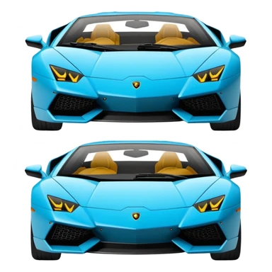 "Create a simple, flat 2D vector emoji of a Lamborghini car in Apple's iOS emoji style. The car should have solid colors, clean lines, no gradients or 3D effects. Use basic shapes with smooth curves, a white background, and position the car side-on, similar to Apple's car emoji design."
 sticker