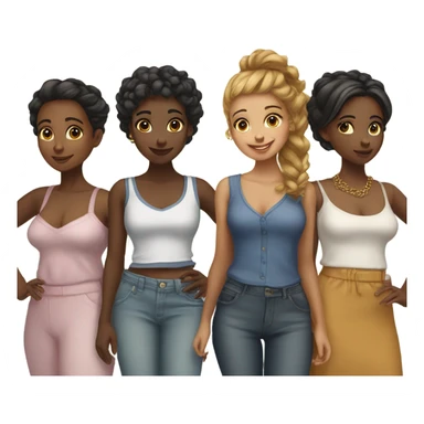 make me eight different girls with different clothes and hairstyles that are from the waist up  sticker