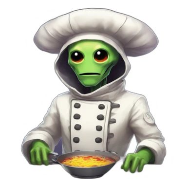 alien chef scifi roguelike rpg style inspired by slay the spire digital art sticker