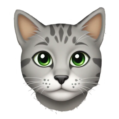 Grey and tan cat with a tan diamond pattern on her forehead and green eyes sticker