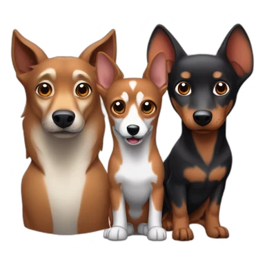 Cartoon wolf with brown Daschund and one Minpin like friends sticker
