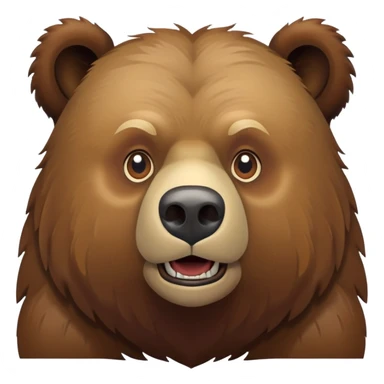 Russian grizzly bear, front view, brown fur, iOS emoji style sticker