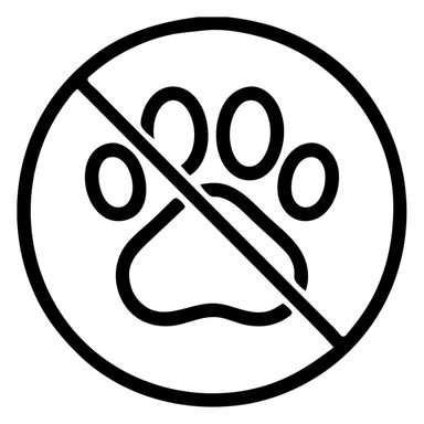 no pet sign, bold icon of a crossed-out paw print, modern style, no text sticker