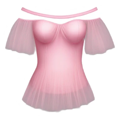 Realistic pink tulle off shoulder top, isolated sticker