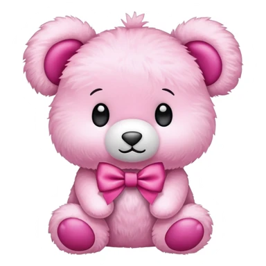 Pink stuffed animal with a bow sticker