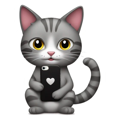 Create a cat holding her phone and seems in love sticker