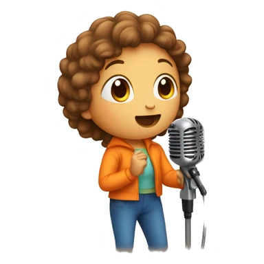 child in orange clothes singing in mocrophone sticker