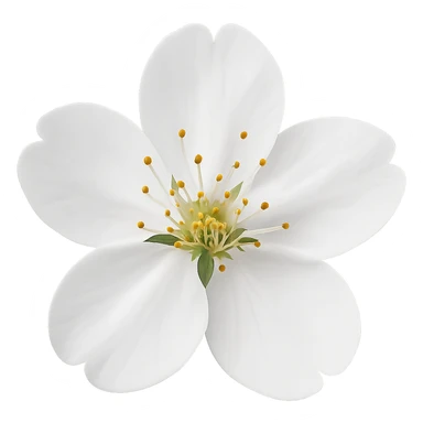 show  one white cherry blossom without a stem , remove background sticker