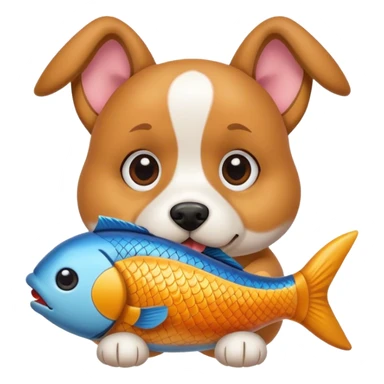 Dog with fish toy sticker
