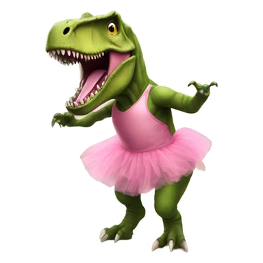 A T rex wearing a pink tutu while bowling sticker