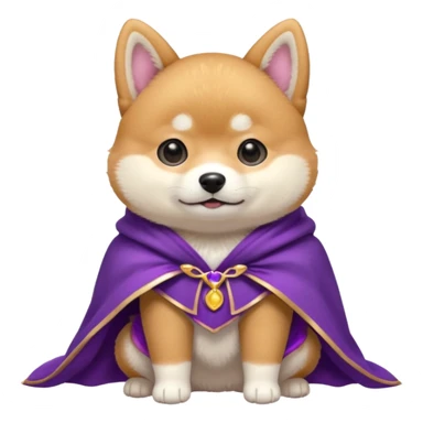 baby shiba dog, in magic purple cloak sticker