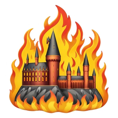 Hogwarts covered in flames and fire sticker
