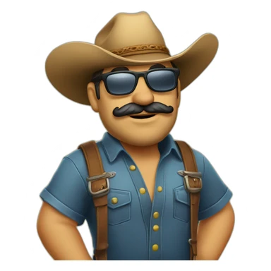 Vaquero gordito con gafas de sol sticker