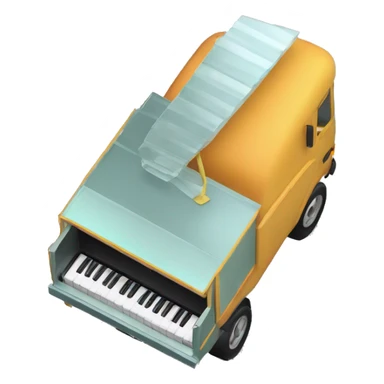 piano in a closednbox truck, side angle, isometric, shell xray vision  sticker