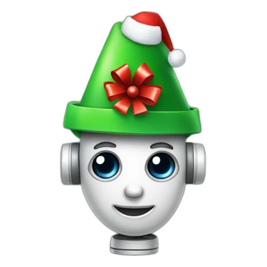 humanoid robot with a christmas hat sticker