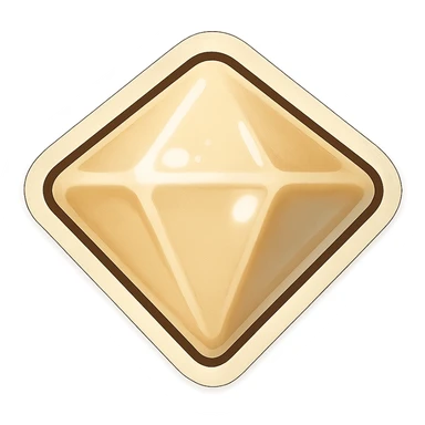 diamond shape carved from ivory. square tilted 45 degrees. full front view sticker