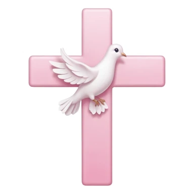 Pink and white simple cross with a dove at the corner  sticker
