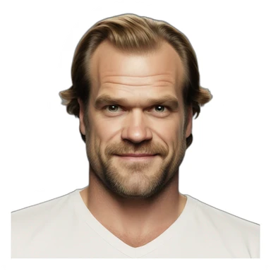 David Harbour smiling wearing a white shirt sticker