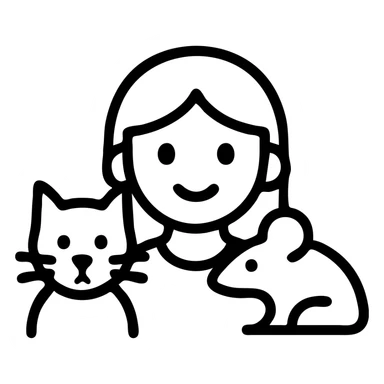 icon of Лера шин with a cat and a rat, geometric icon style, simple forms, minimal color sticker