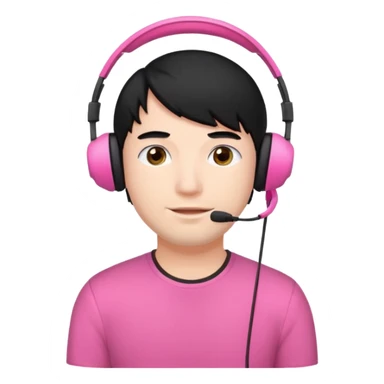 guy with black hair and pink headset sticker