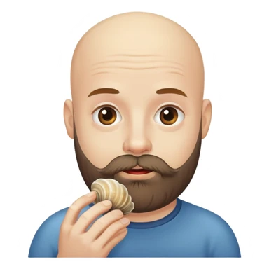 Bald man with beard eating clam sticker
